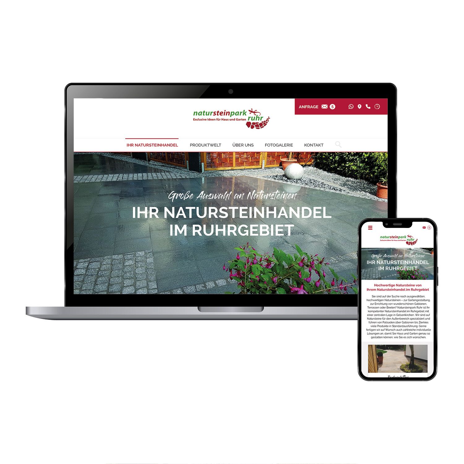 Natursteinhandel Referenzen, Webdesign & Mediendesign